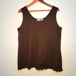 Chico's Womens Black Camisole Tank Top Lace Hem‎ Size 3
